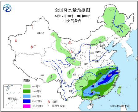 江南华南今起有较强降水 东北地区多阵性降水